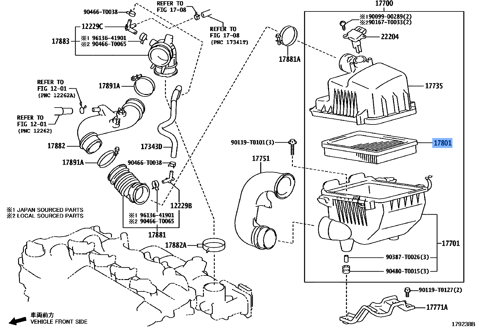 Toyota Air Cleaner Filter Element Sub-Assembly 17801-0Y040 fits: Yaris, Vios and More