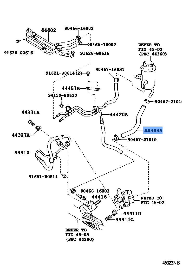 TOYOTA 44348-60230 Hose, Oil Reservoir To Pump, No.1 Power Steering