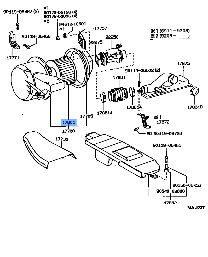 Toyota Engine Air Filter 17801-50010 fits: Lexus LS400, Celsior