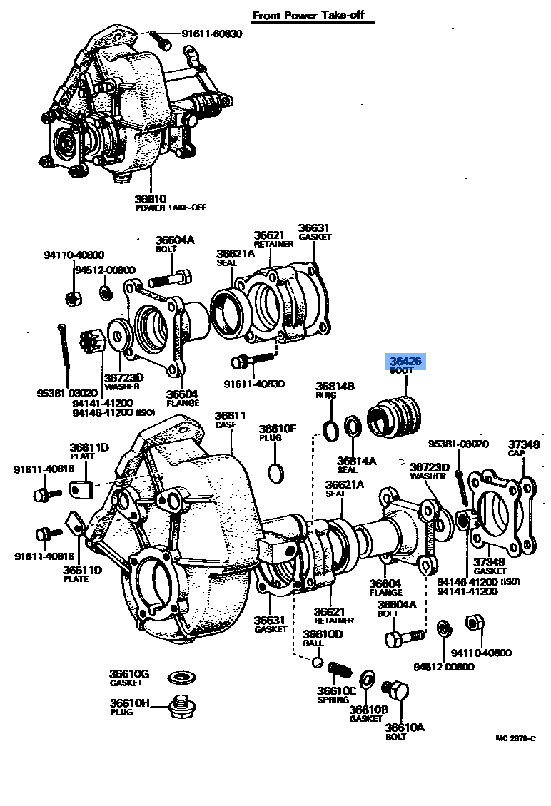 TOYOTA 36426-60010 Genuine Boot Diaphragm Push Rod