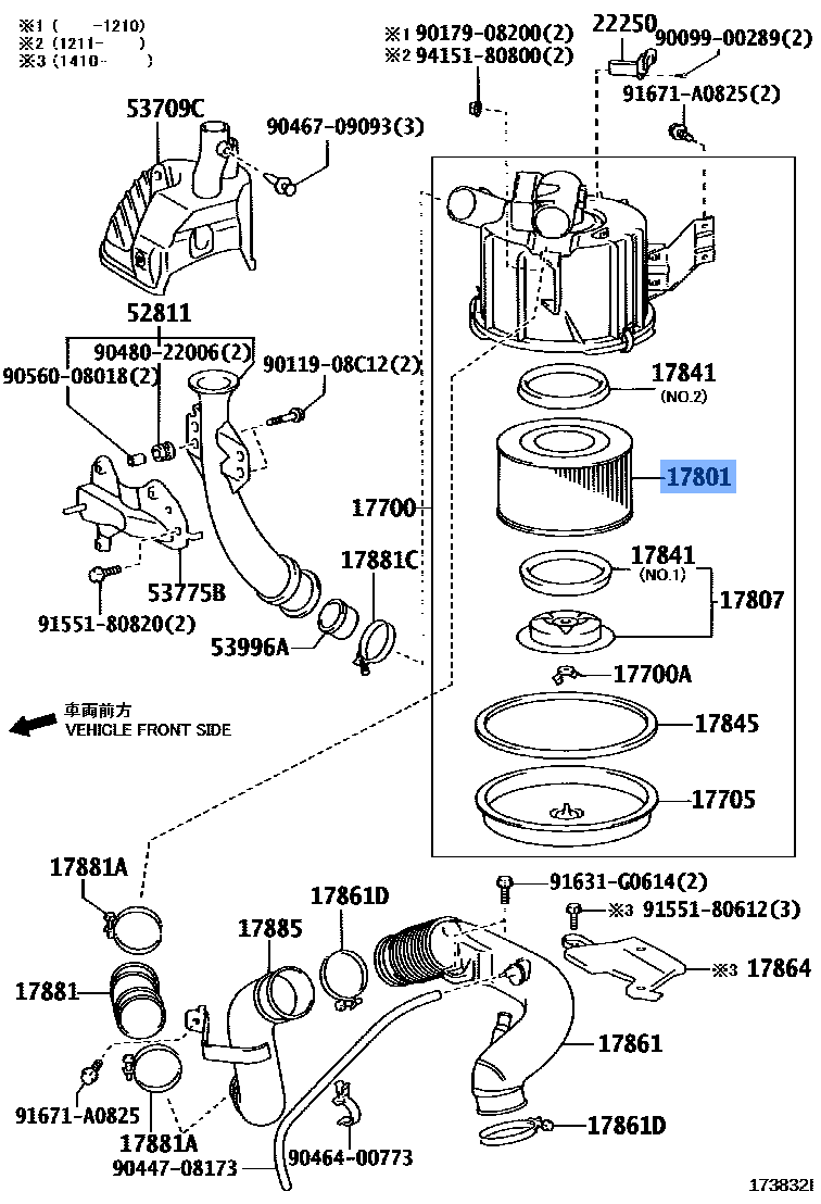 Toyota Engine Air Filter 17801-68020 fits: Land Cruiser, Coaster
