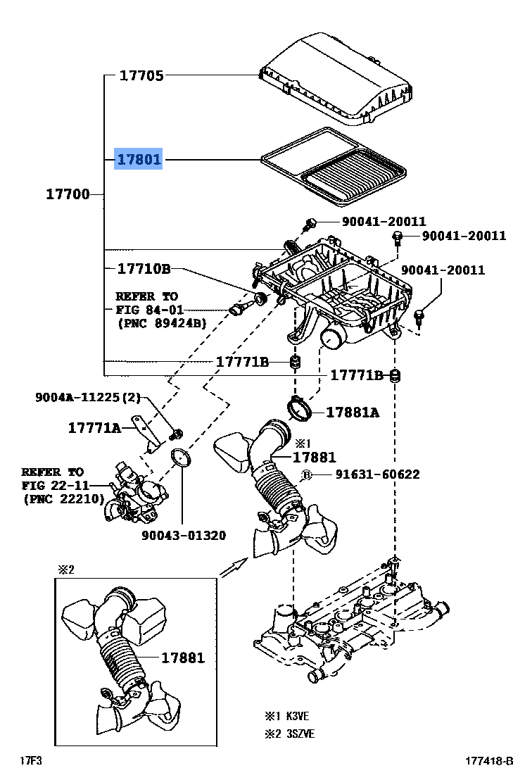 Toyota Air Cleaner Filter Element Sub-Assembly 17801-BZ050 fits: Avanza, Rush and More