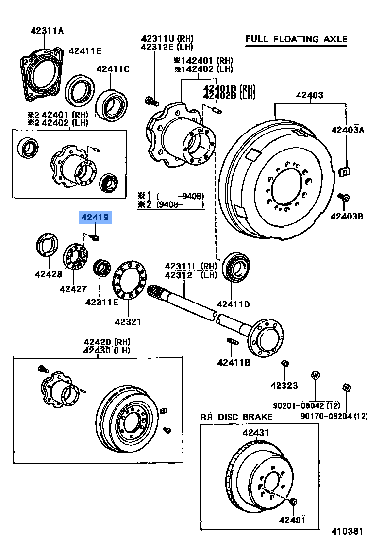 TOYOTA 42419-60011 Genuine Screw, Rear Axle Bearing Lock Nut