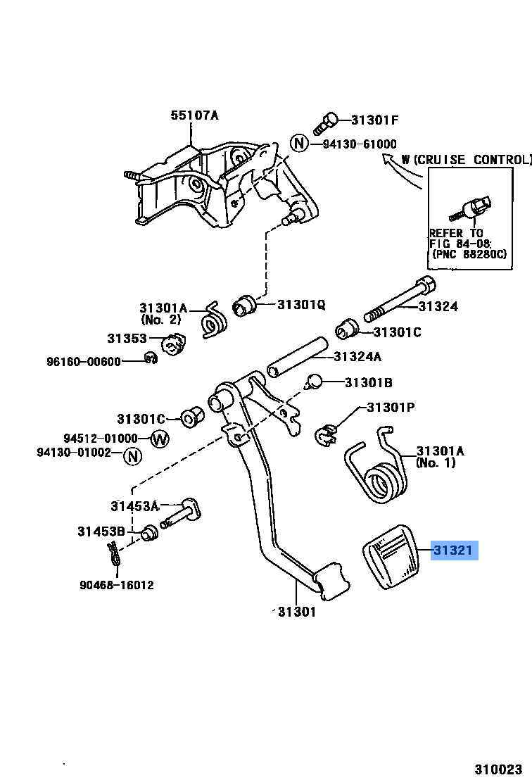 Toyota OEM Genuine PAD, BRAKE PEDAL 31321-52020