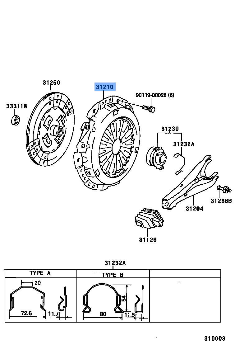 TOYOTA 31210-36340 Clutch Cover Assembly