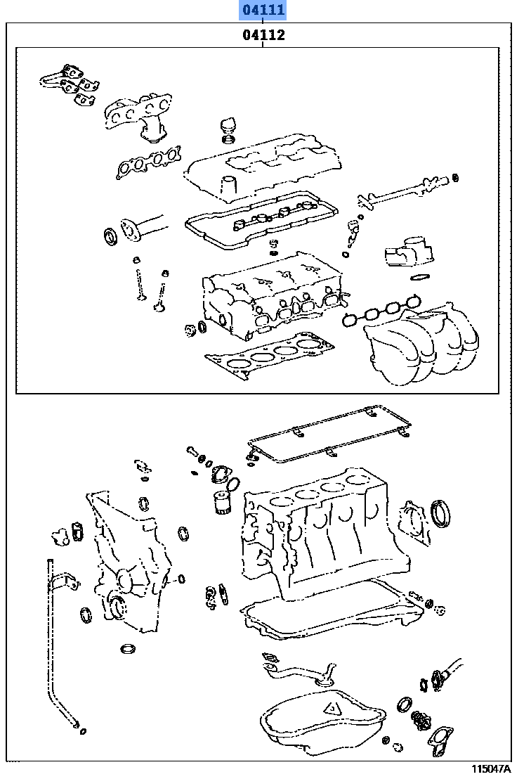 TOYOTA 04111-0C098 Gasket Kit Engine Overhaul