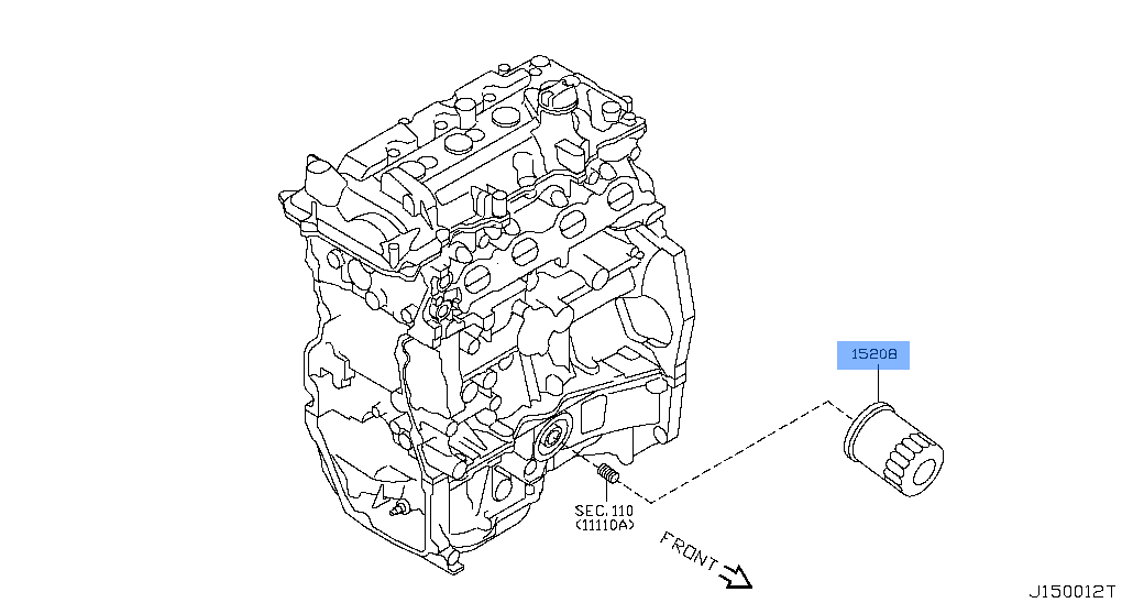 Nissan Genuine 15208-1HC0A Engine Oil Filter Fits Sunny / Patrol / Navara / Infiniti and More