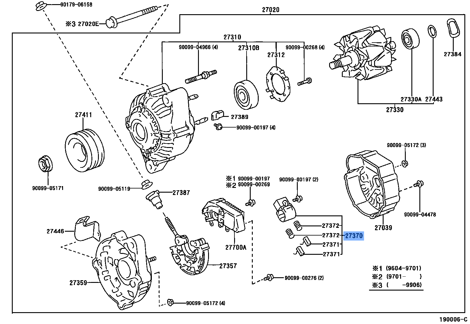 TOYOTA 27370-58320 Genuine Alternator Brush Holder Assembly
