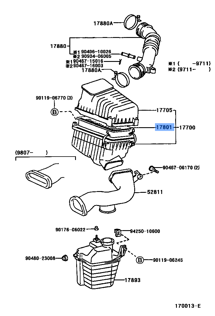 TOYOTA 17801-28010 Genuine Air Cleaner Filter Element Sub-Assembly