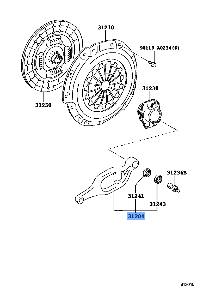 TOYOTA 31204-35100 Genuine Clutch Release Fork Sub-Assembly