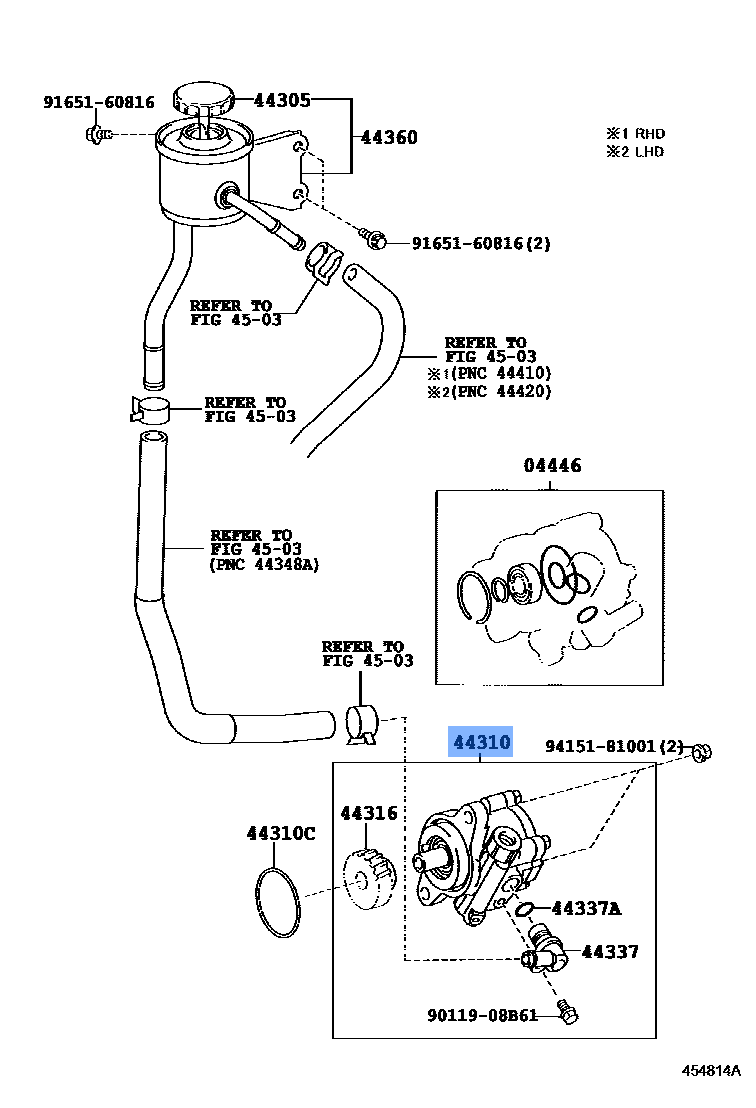 TOYOTA OEM Vane Pump Assembly Power Steering 44310-60450
