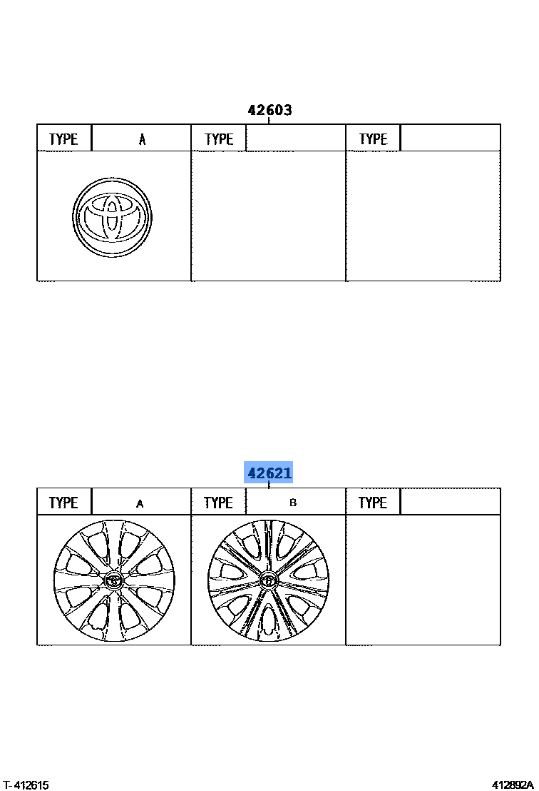 TOYOTA 42602-12790 Genuine Wheel Cap