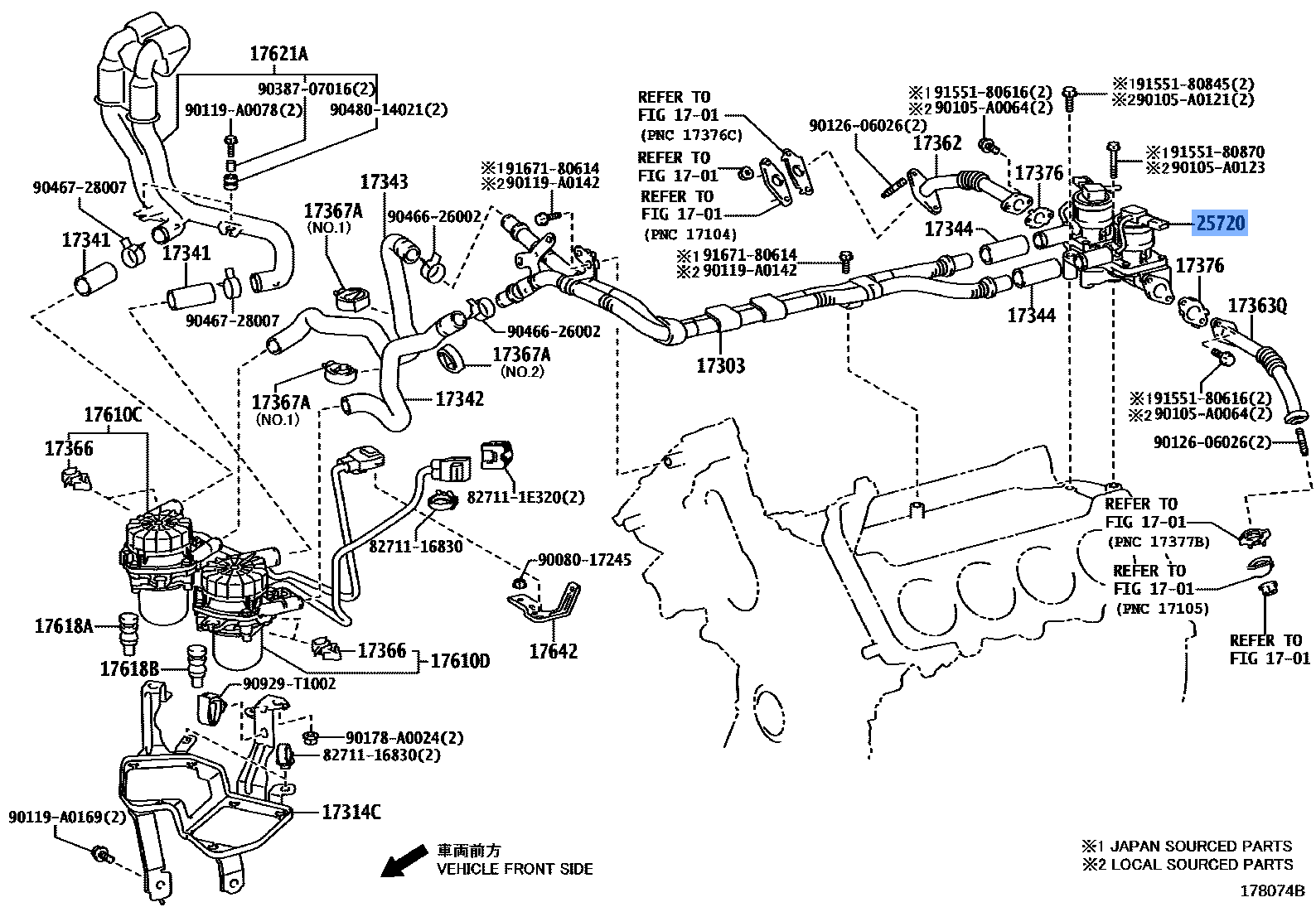 TOYOTA 25701-38064 Emission Control Valve Set