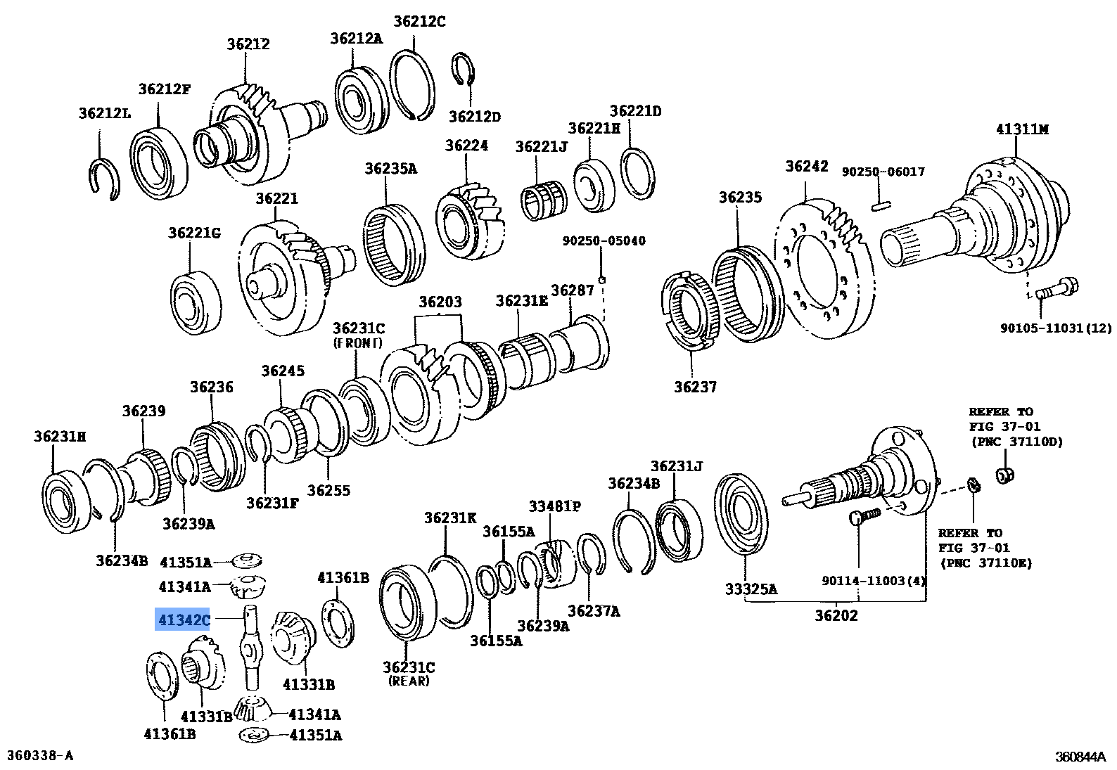 SHAFT, CENTER DIFFERENTIAL PINION - Toyota OEM Genuine