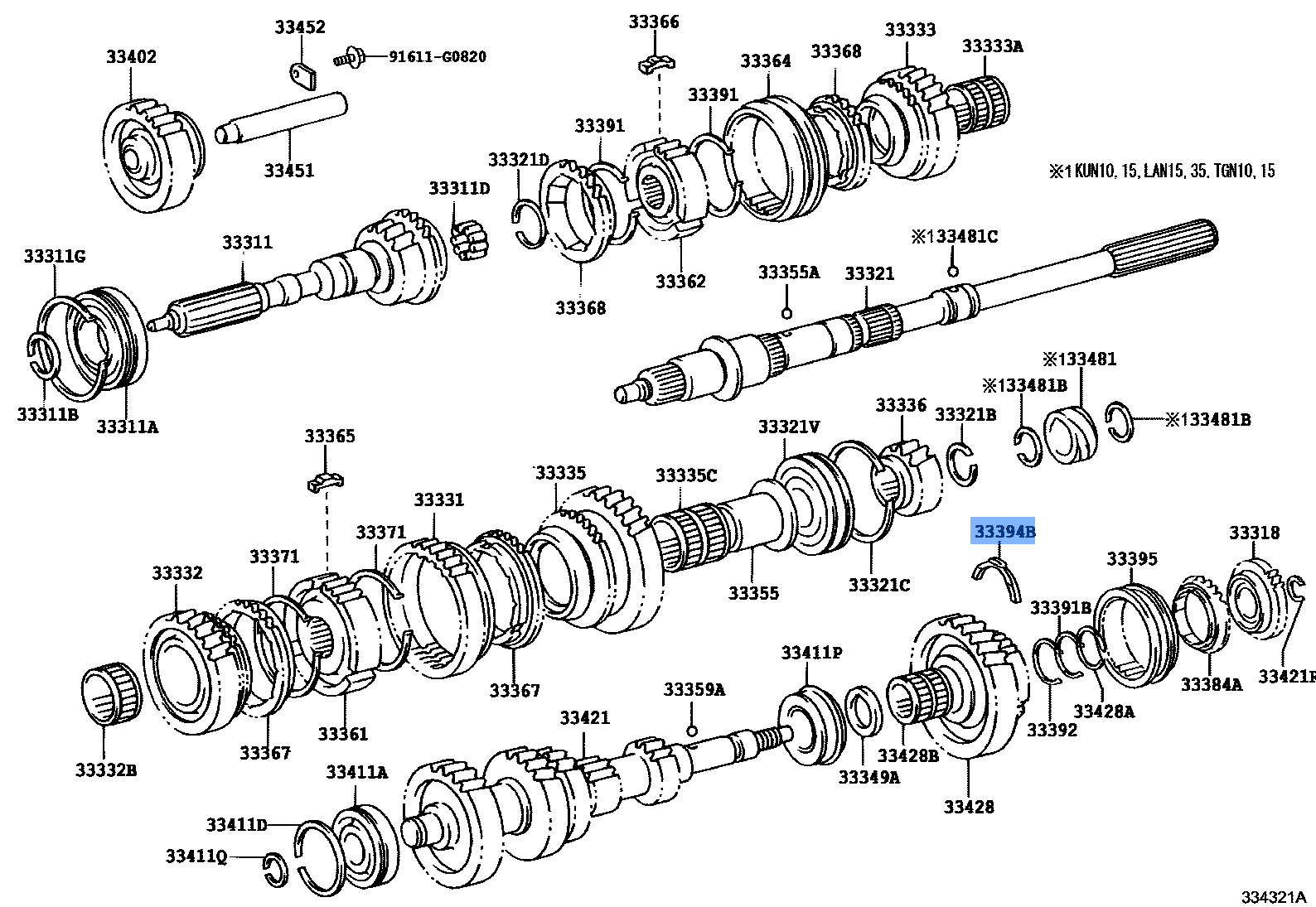 Toyota KEY, SYNCHROMESH SHIFTING, NO.3 33394-60020