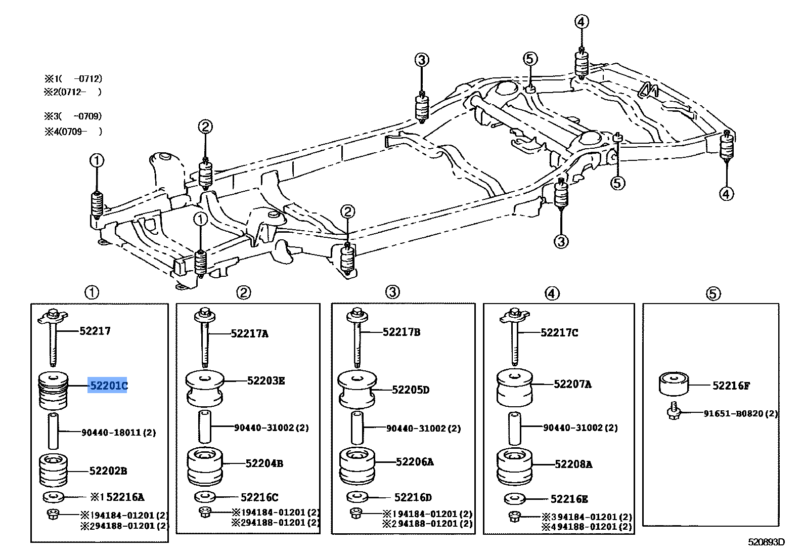 TOYOTA 5220135100 Cushiion Sub-Assy, Cab Mounting
