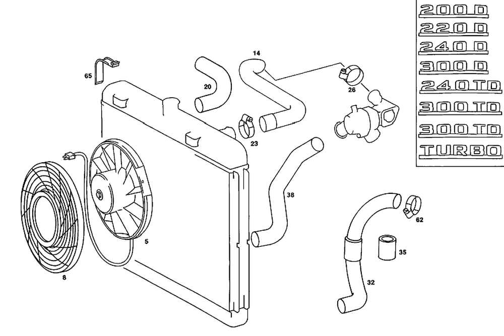 A/C  Fan Grill Db W123,W201,W126,W116