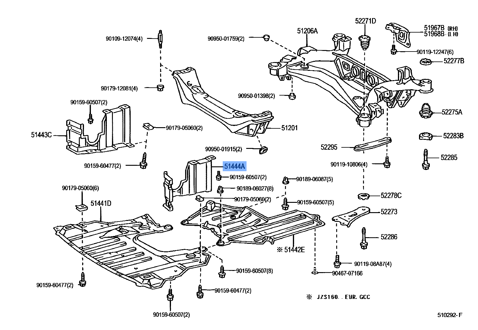 Toyota Engine Under Cover, Rear LH 51444-30171