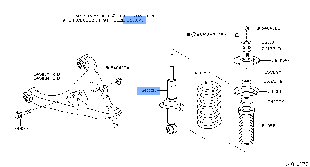 Nissan Genuine E6110-1LB0A Front Shock Absorber Strut Fits Patrol Y62