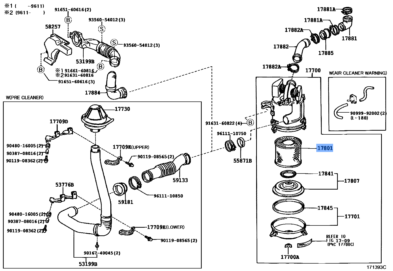 Toyota Engine Air Filter 17801-58010 fits: Dyna, Coaster