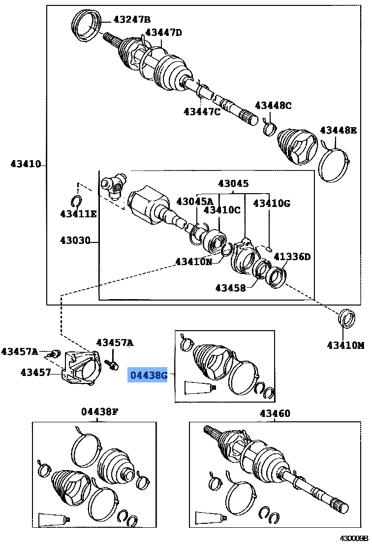 Toyota Front Drive Shaft Inboard Joint Boot Kit - 04438-06090