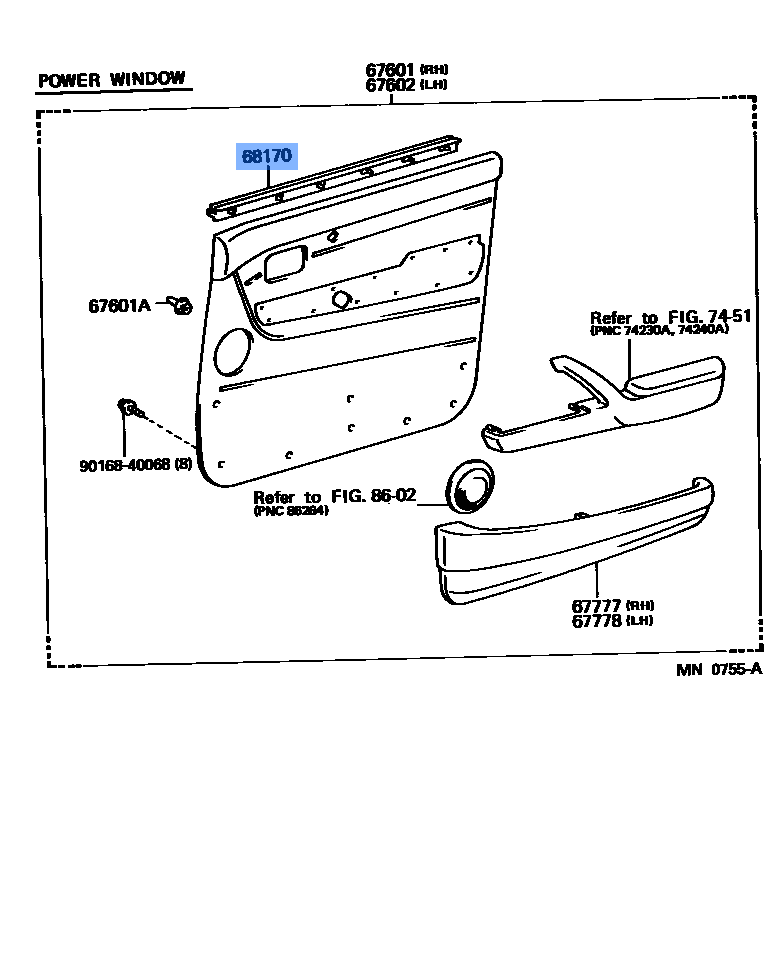 W/Strip Fr Glass Inne