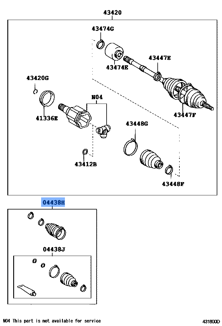 Toyota Camry CV Joint Boot Kit 04428-06330