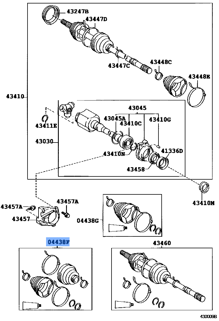 Front CV Joint Boot Kit In Outboard Right - Toyota 04427-42050