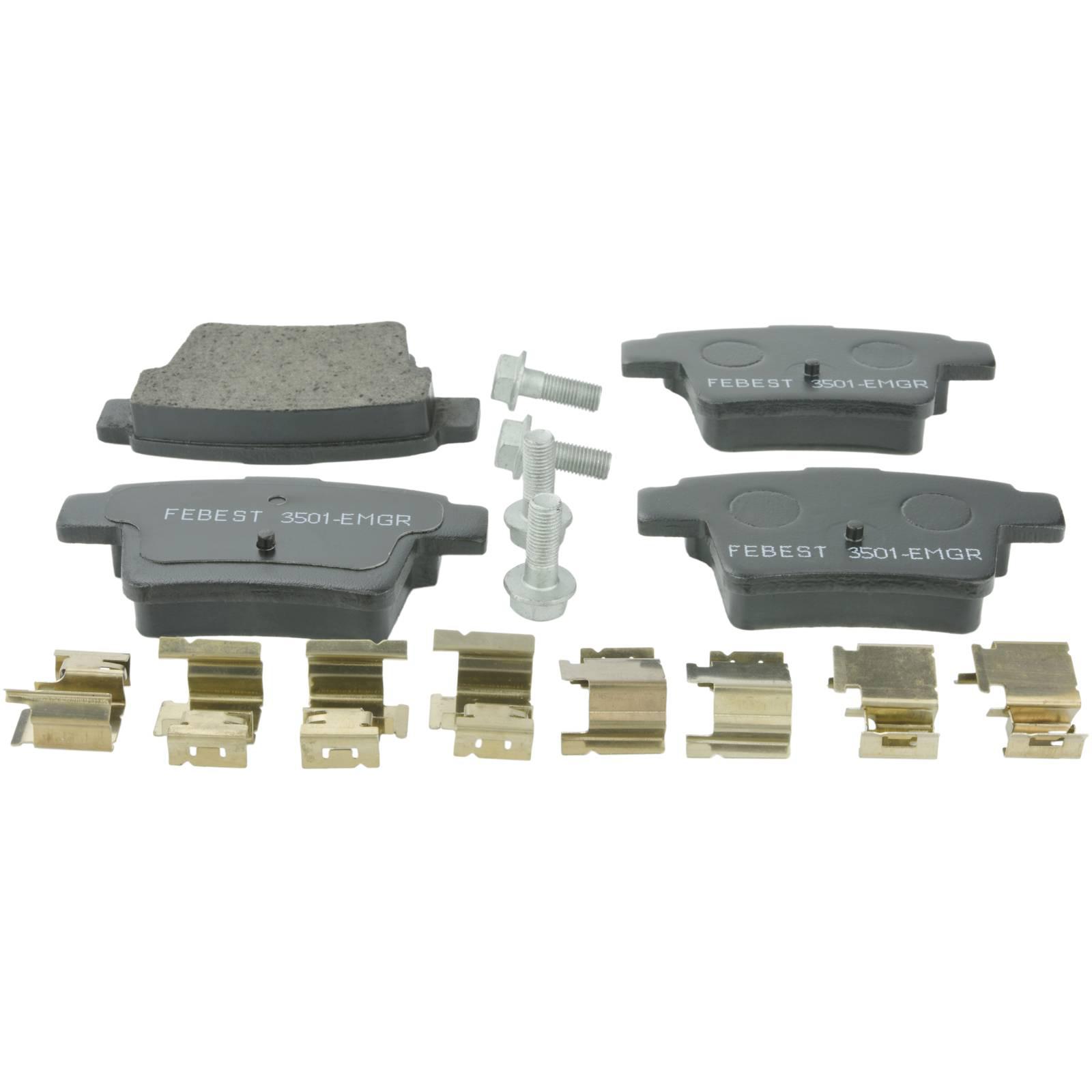 pad kit, disc brake, rear - kit (including bolts, with anti-rattle spring)