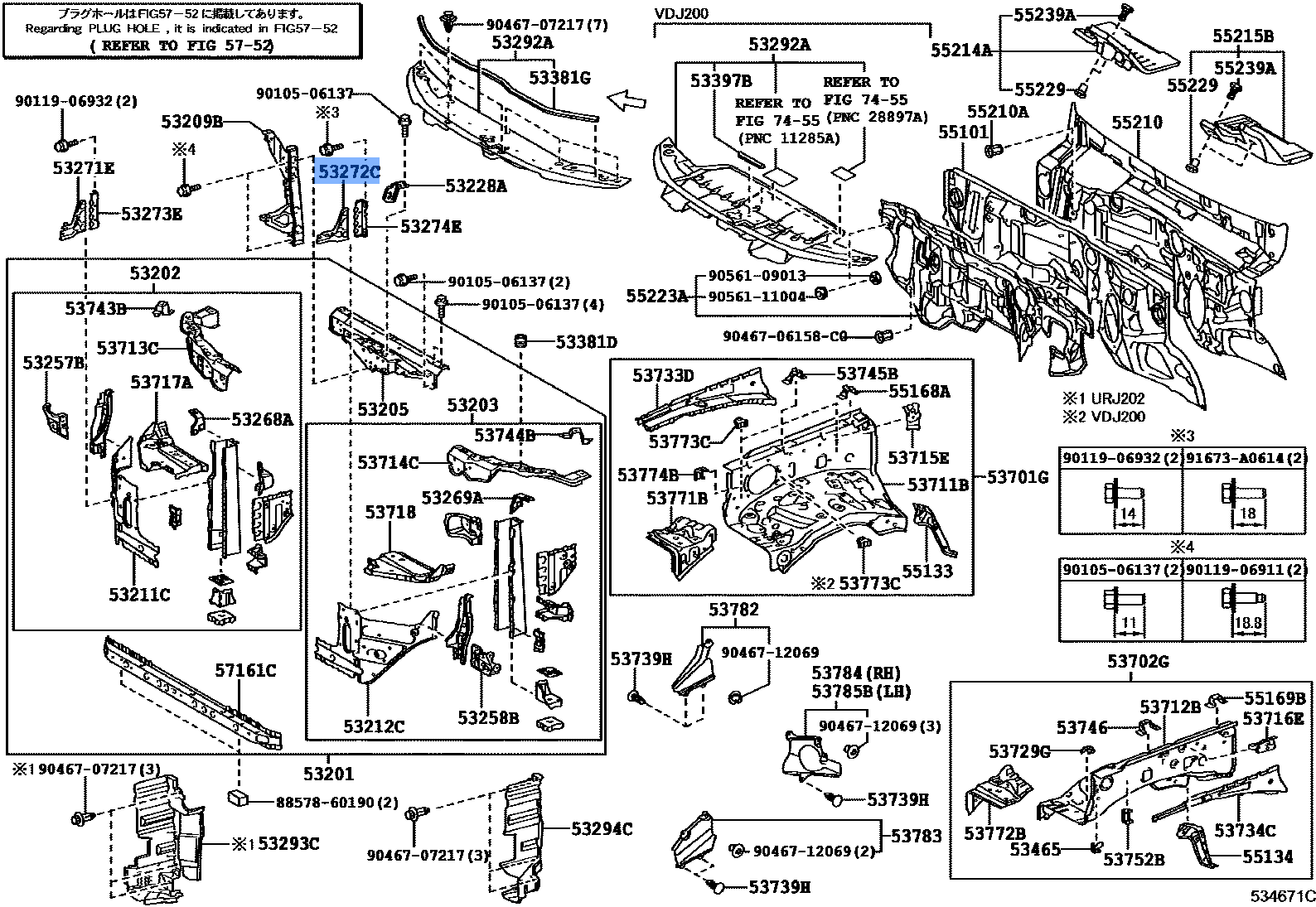 TOYOTA 5327260020 Genuine Headlamp Mounting Bracket