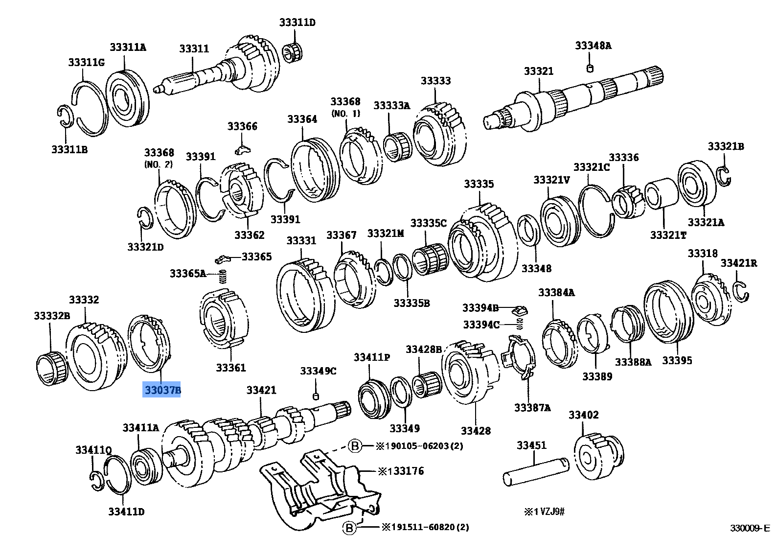 TOYOTA 33037-35030 Genuine Synchronizer Ring Set No.1