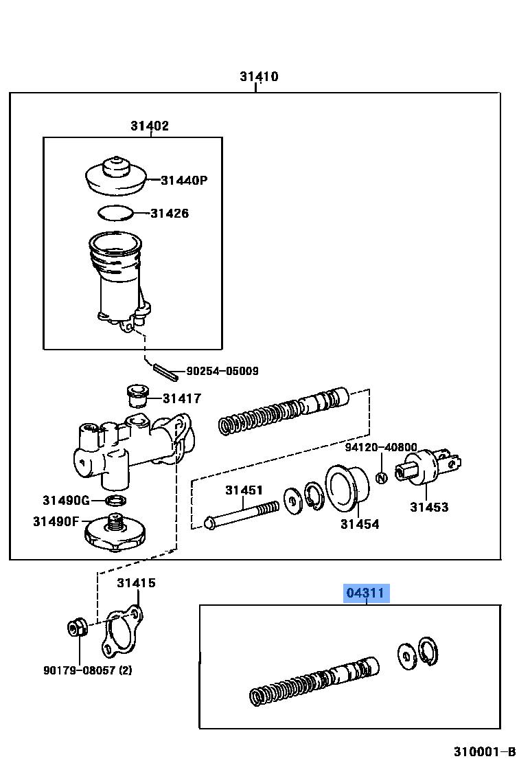 TOYOTA 04311-12080 Genuine Clutch Master Cylinder Kit