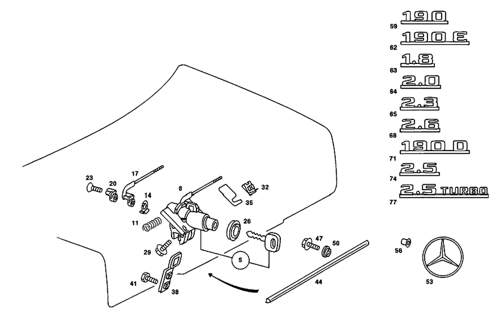 Trunk Rubber Db W201