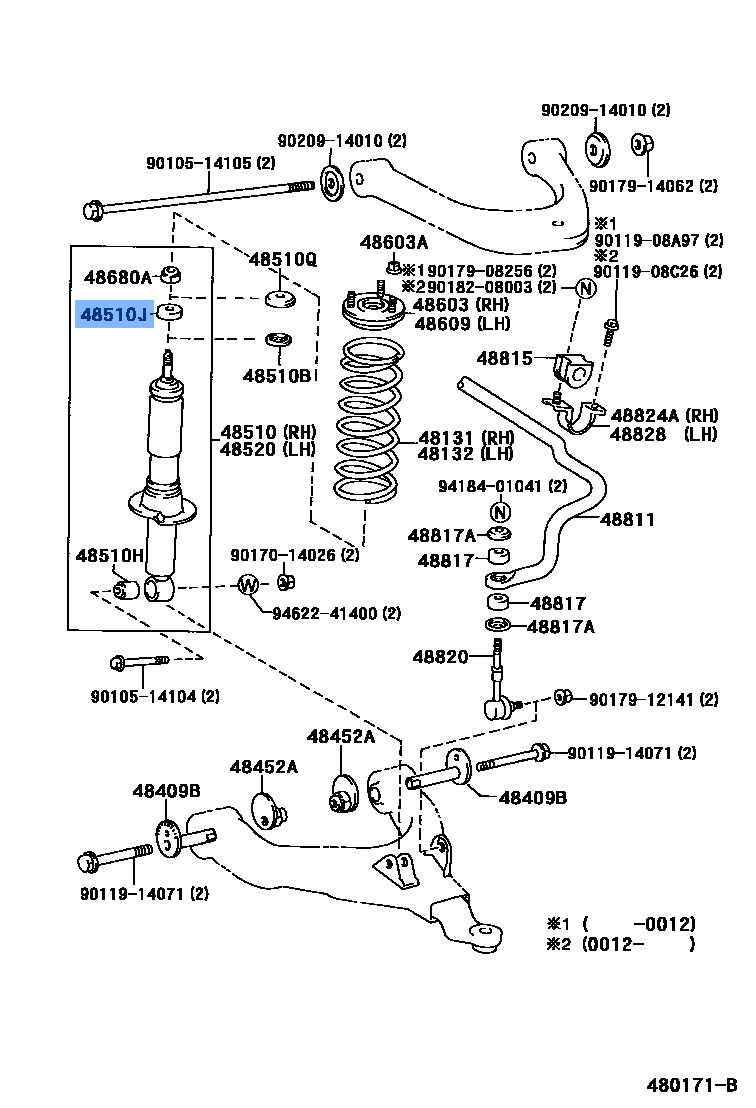 TOYOTA 90948-01075 Cushion Front Shock Absorber