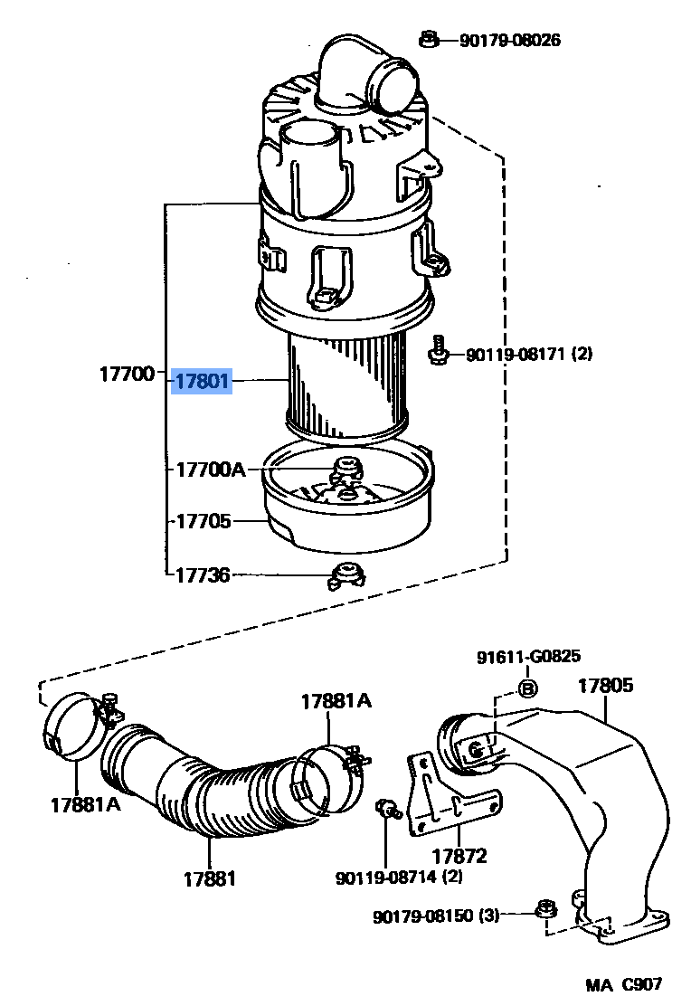 Toyota Engine Air Filter 17801-54100 fits: HiAce, Quantum
