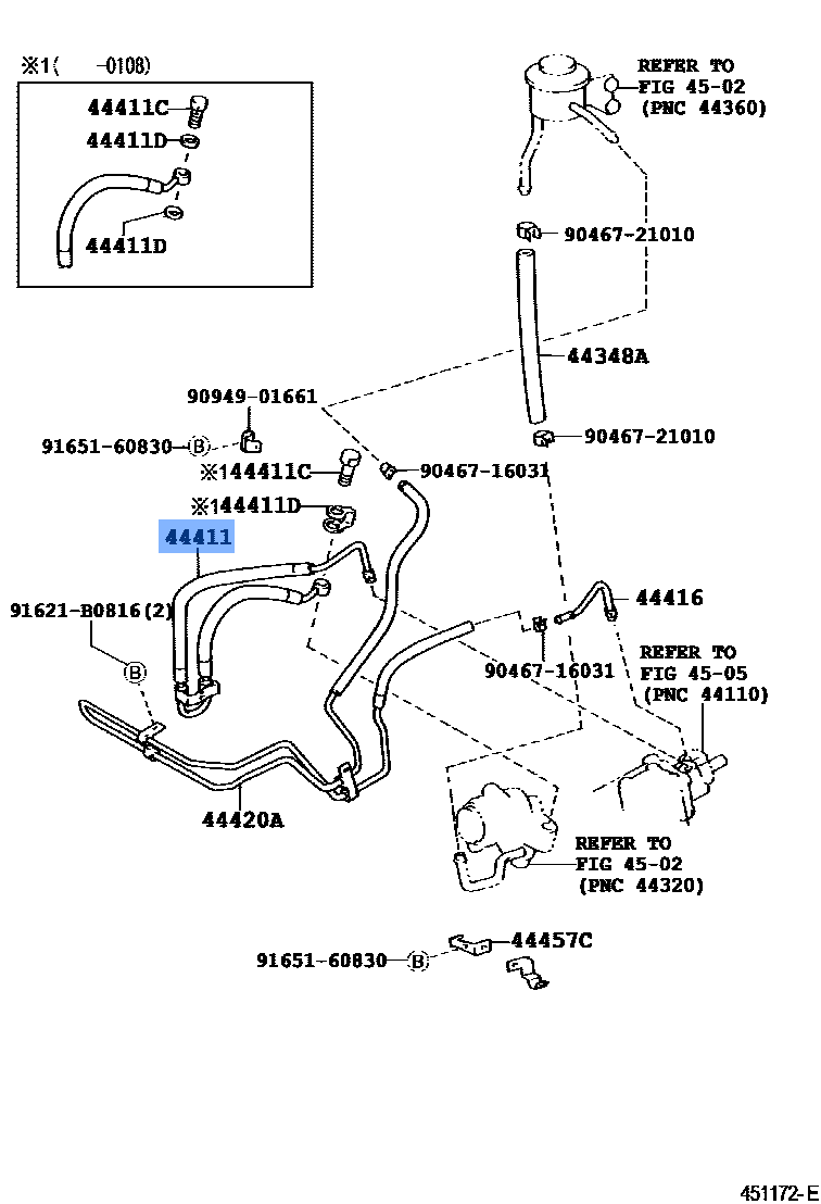 TOYOTA 44411-60530 HOSE, PRESSURE FEED