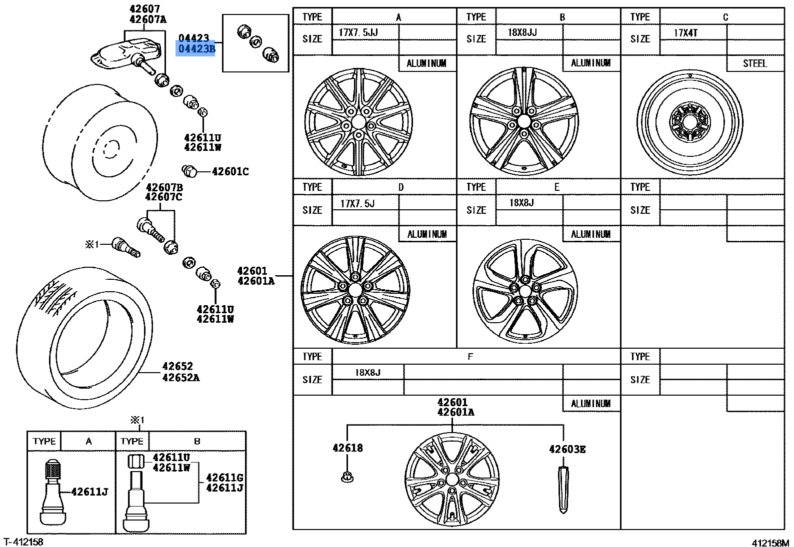 TOYOTA 04423-33060 Genuine Tire Pressure Monitor Valve Fitting Kit