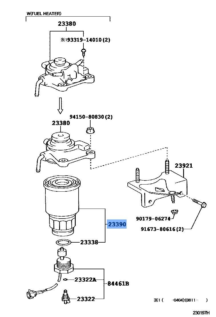 Toyota Fuel Filter 23390-30350 fits: Prado, Hiace and more