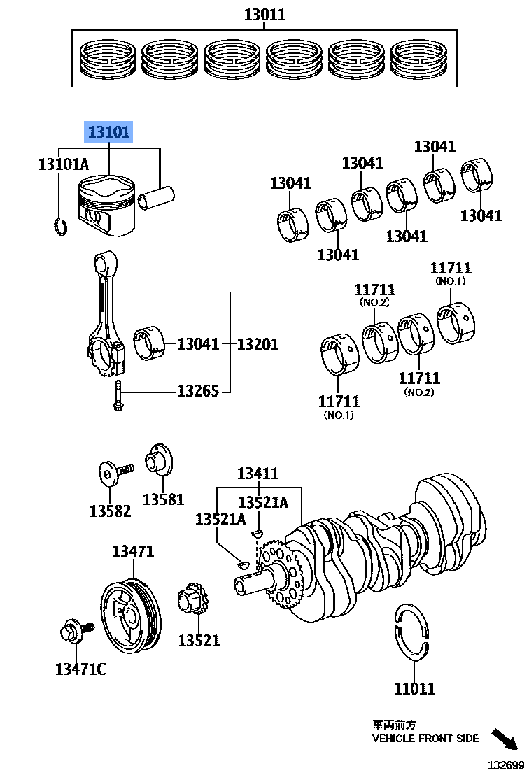 Toyota Piston Sub-Assembly w/ Pin 13101-31092-A0