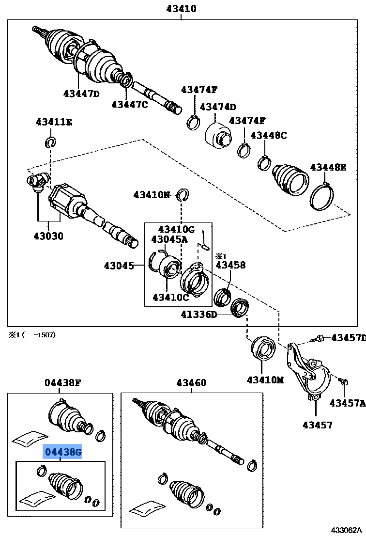 TOYOTA 04437-06220 Boot Kit, Front Drive Shaft Inboard Joint, RH