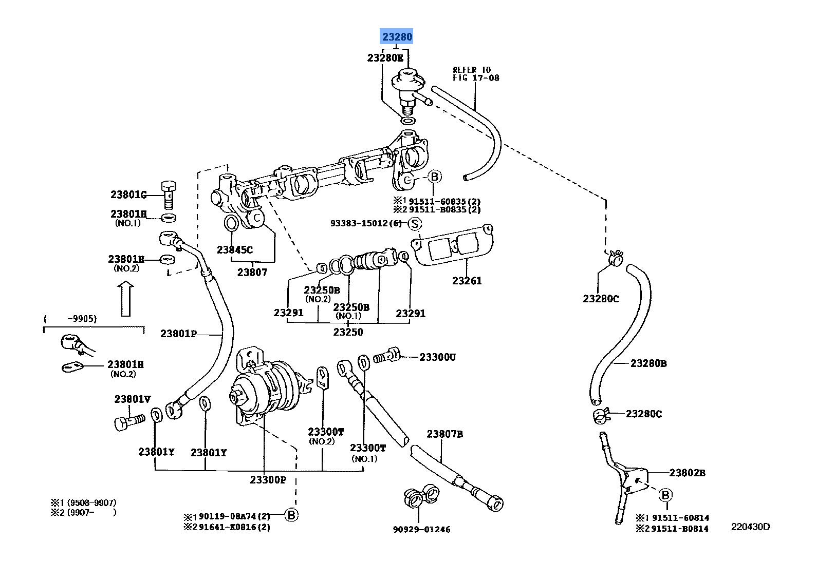 TOYOTA 23280-75010 Genuine Fuel Pressure Regulator Assembly