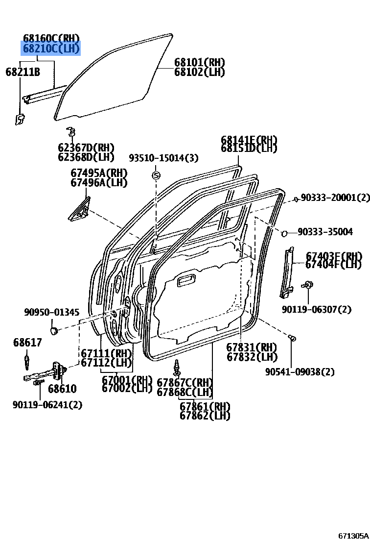 W/Stripe Fr Door Glas