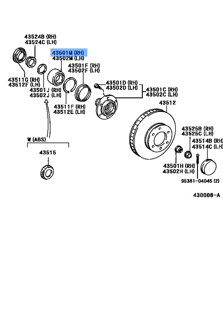 Front Wheel Hub, KOYO Bearing, and Seal Kit For TOYOTA TACOMA 1995-2004 4WD PAIR