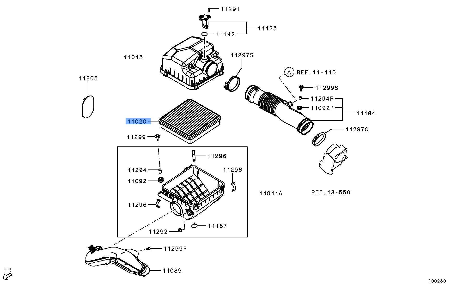 Mitsubishi Genuine 1500A098 Engine Air Filter Fits Lancer EX