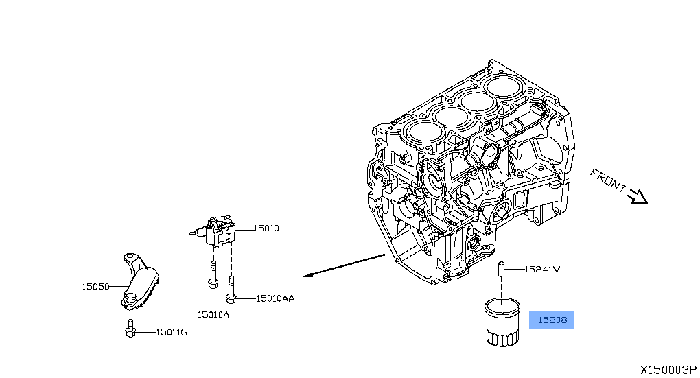 Nissan Genuine 15208-65F0E Engine Oil Filter Fits Altima / Maxima / X-Trail and More