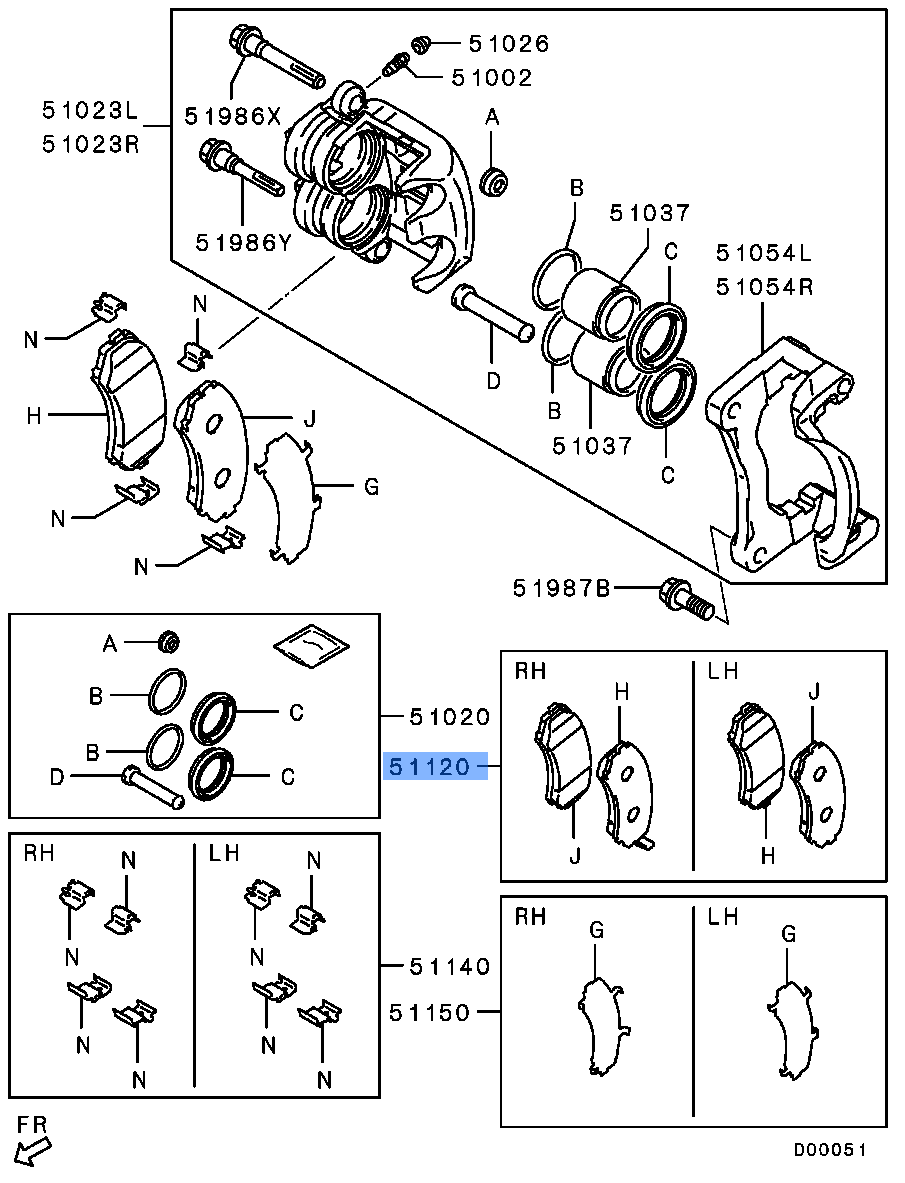 Mitsubishi Genuine 4605A471 Front Brake Pads Fits Pajero