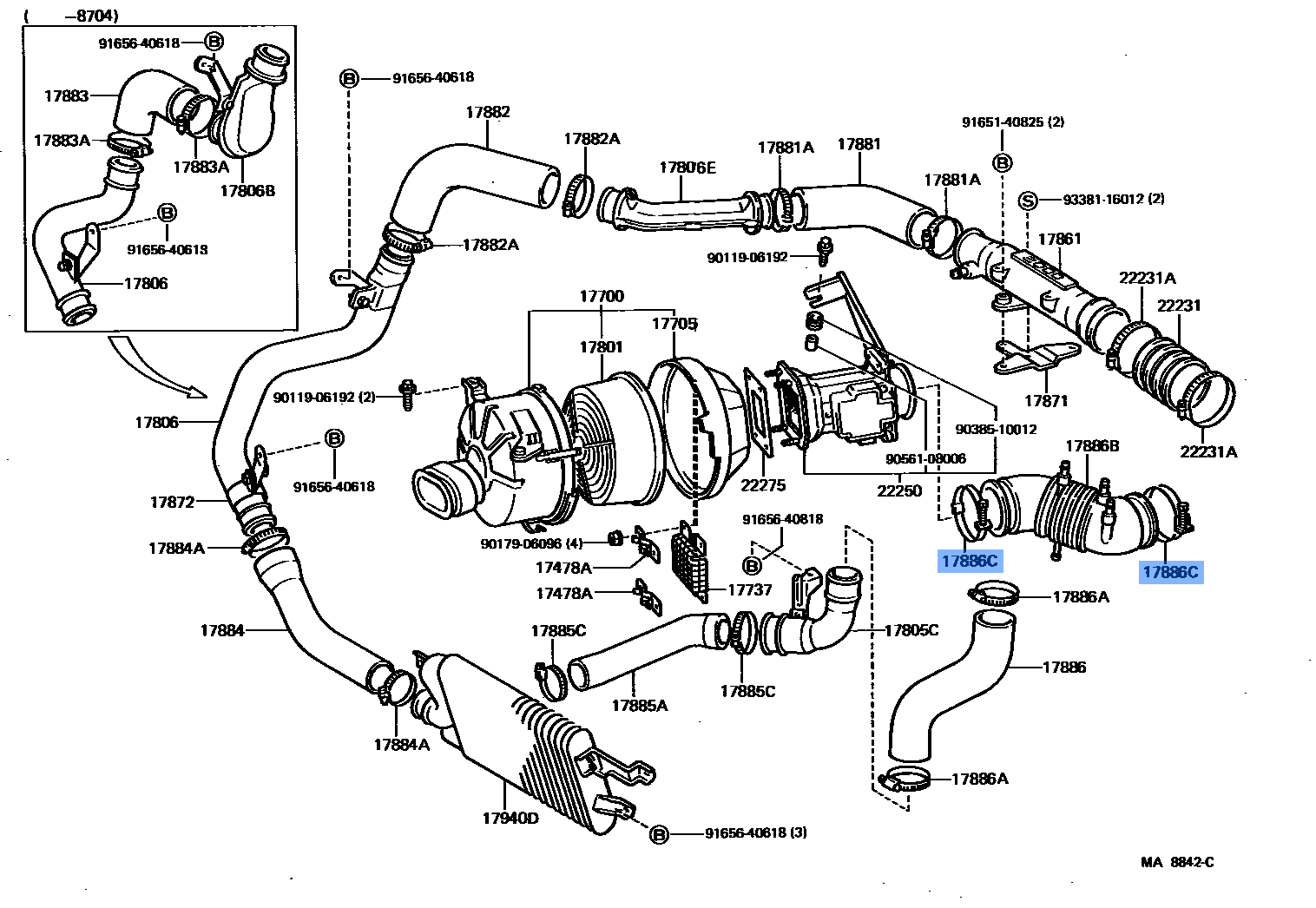 Toyota Clamp for Air Cleaner Hose No. 1 (96111-10900)