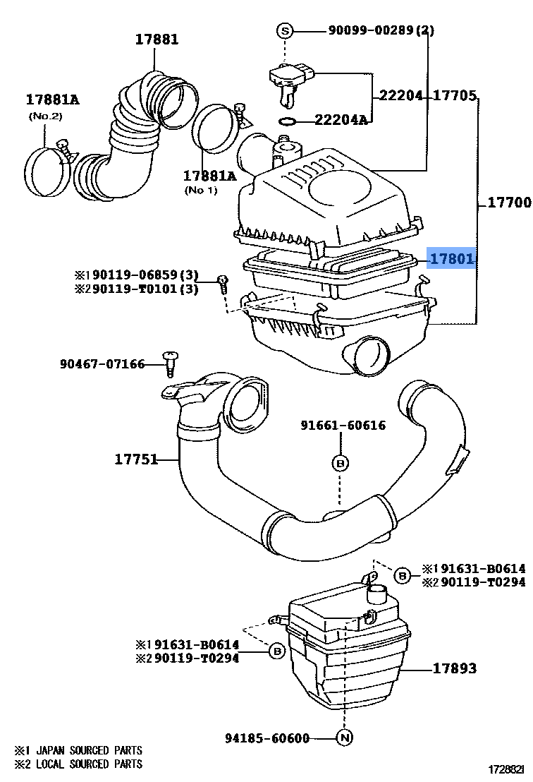Toyota Engine Air Filter 17801-0D030 fits: Corolla, Avensis
