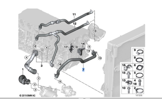 Engine Coolant Hose - BMW (11-53-7-545-890)
